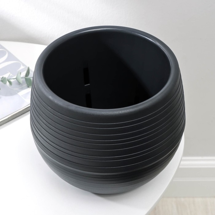 Горшок для цветов «Япония», 3 л, пластиковый, графитовый