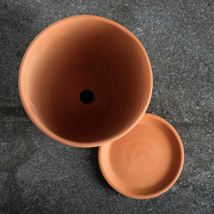 Горшок для цветов «Терра», 1.4 л, d=15 см, h=13 см, керамика, с поддоном, цвет терракот