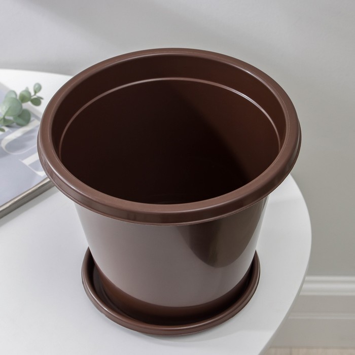 Горшок для цветов с поддоном «Альтернатива. Эконом», 3 л, пластиковый, коричневый
