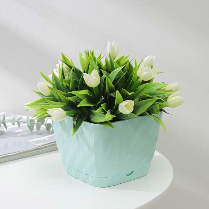 Горшок для цветов с поддоном СибПолимер «Классика», 1 л, пластиковый, мятный