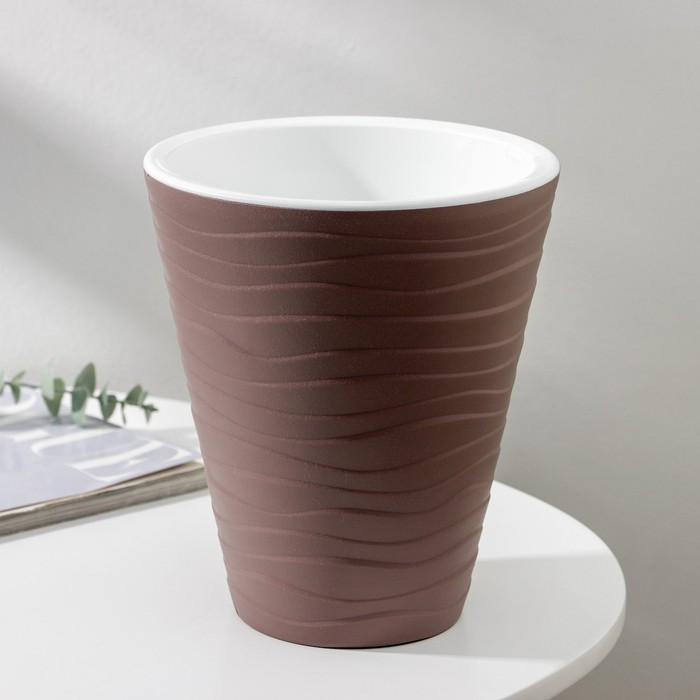 Кашпо для цветов со вставкой «Валенсия», 2.8 л, цвет мокко