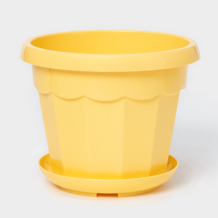 Горшок для цветов с поддоном Доляна «Эрика», 1.8 л, пластиковый, цвет жёлтый