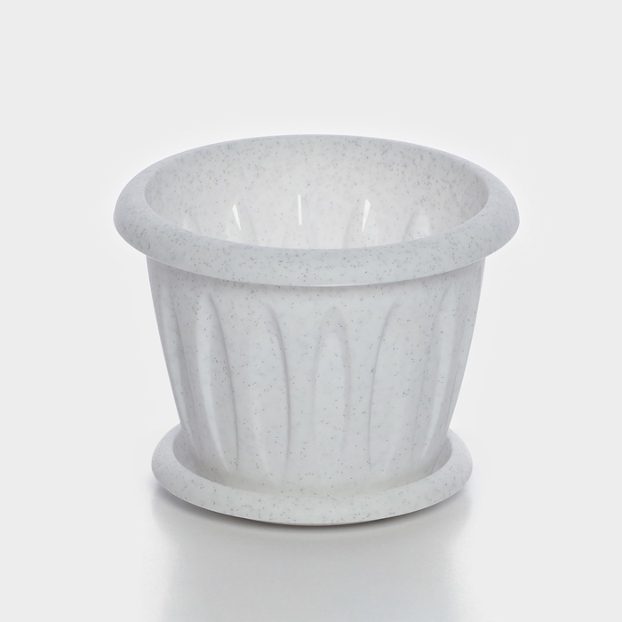 Горшок для цветов с поддоном «Фелиция», 400 мл, d=10 см, h=8.3 см, пластиковый, мраморный