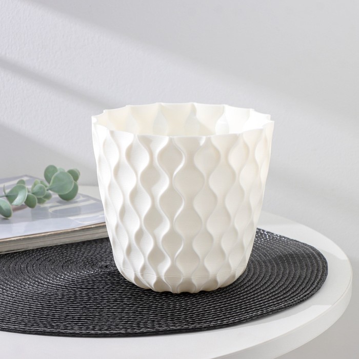 Горшок для цветов с поддоном Wave, 1.4 л, d=14.5 см, пластиковый, белоснежный