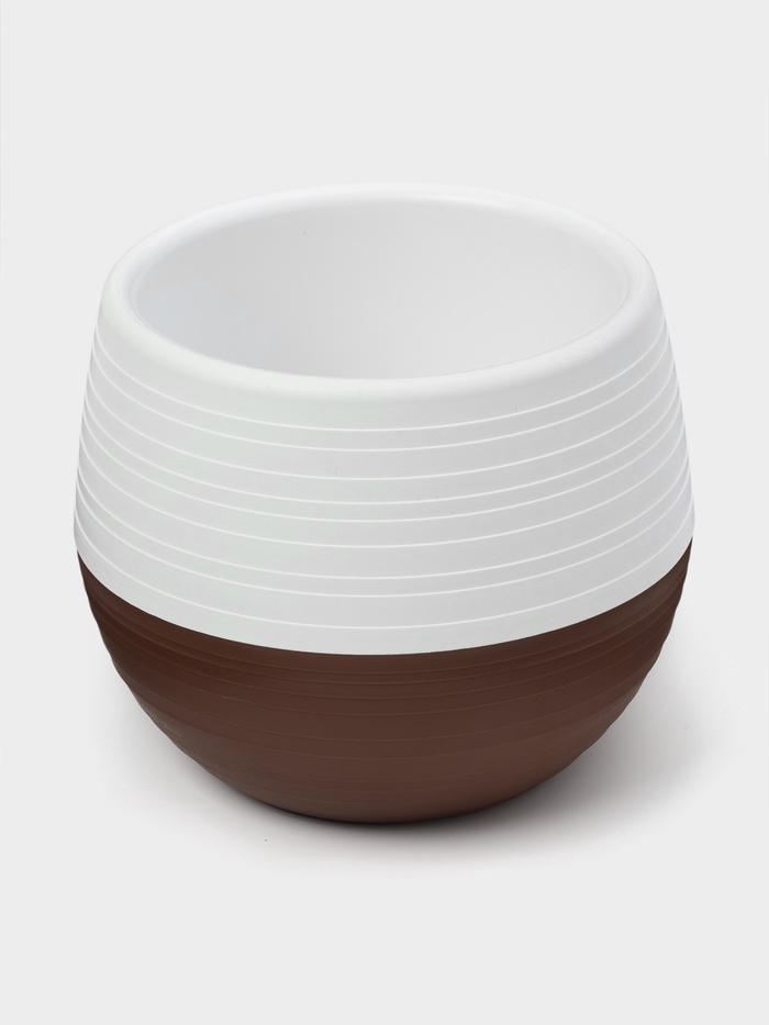 Горшок для цветов с поддоном «Япония», 1.2 л, пластиковый, белый / коричневый