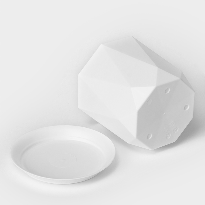 Горшок для цветов с поддоном «Призма», 2.6 л, пластиковый, белый