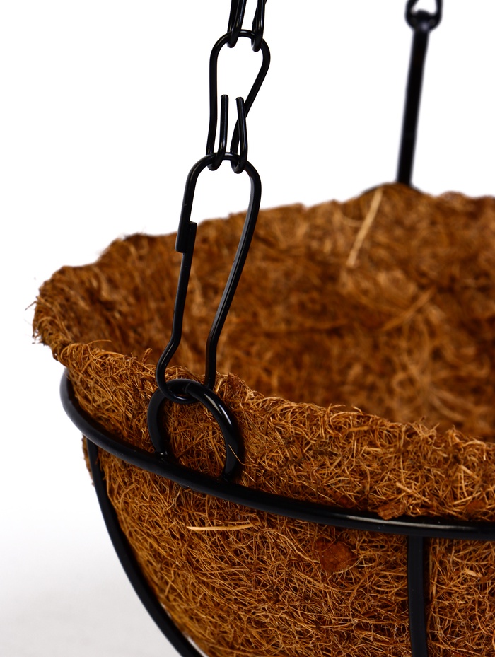 Кашпо подвесное «Полусфера», d=15 см, металлическое, со вставкой из кокоса