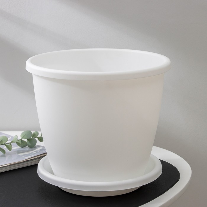 Горшок для цветов с поддоном «Альтернатива. Афина», 5.5 л, пластиковый, белый