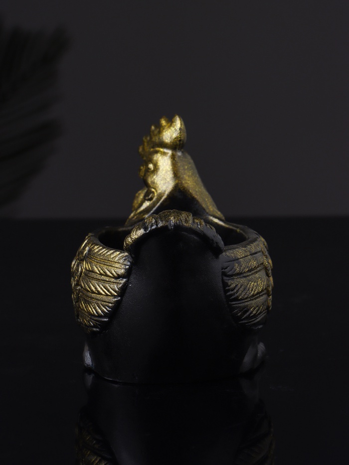 Декоративное кашпо для цветов «Курица», 10×9×6 см, гипс, цвет чёрное золото