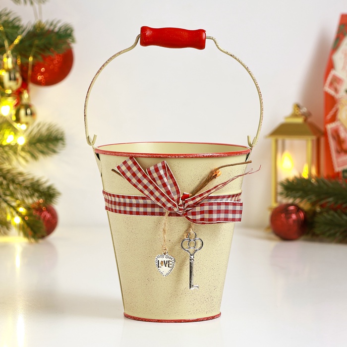 Кашпо «Ведерко Рустад», 12×12×13 см, бежевое