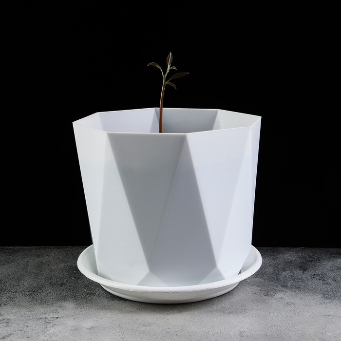 Поддон для горшка, d=25 см, пластик, цвет мрамор