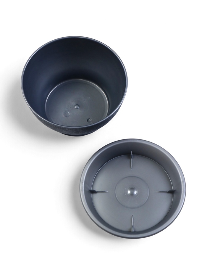 Горшок для цветов «Фиалочка», 800 мл, d=14 см, h=8 см, пластиковый, серый