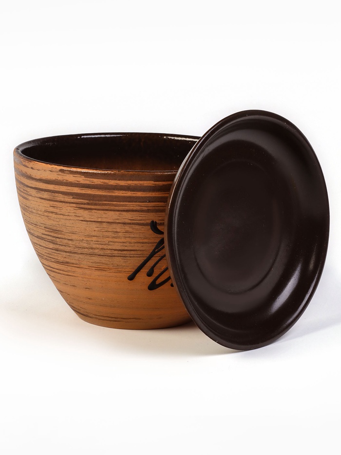 Горшок для цветов «Восток», 1.65 л, d=17 см, h=13 см, керамика, с поддоном, коричневый