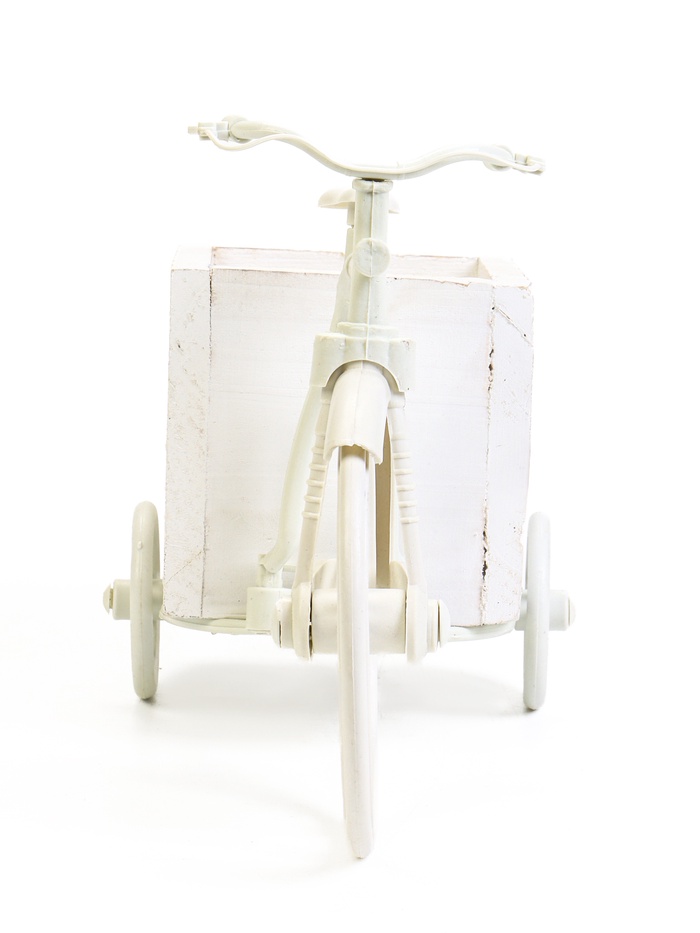 Декоративное кашпо для цветов «Велосипед Flowerpot de Rose», 26×12×18 см, дерево, пластик, белое