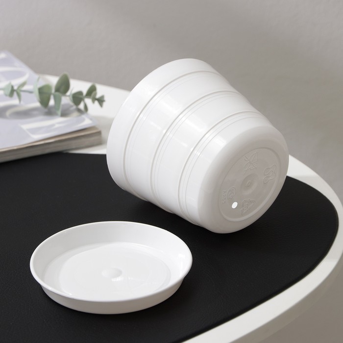 Горшок для цветов с поддоном «ПластоС. Классик», 600 мл, пластиковый, белый