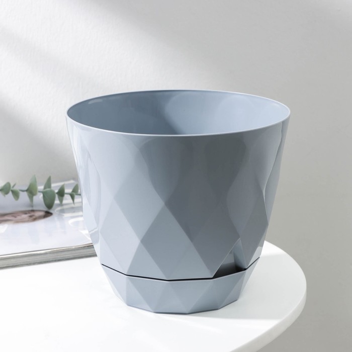 Горшок для цветов с поддоном Laurel, 2.3 л, d=17.5 см, h=15 см, пластиковый, серый