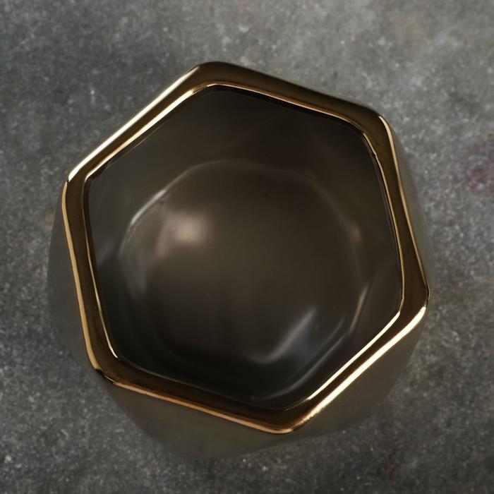 Кашпо «Золотой многогранник», 800 мл, керамика, золотистое