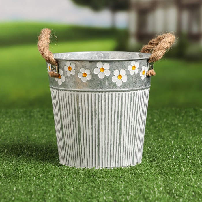 Декоративное кашпо «Ведёрко Фрейя», 2.2 л, 16×14×12 см, металлическое