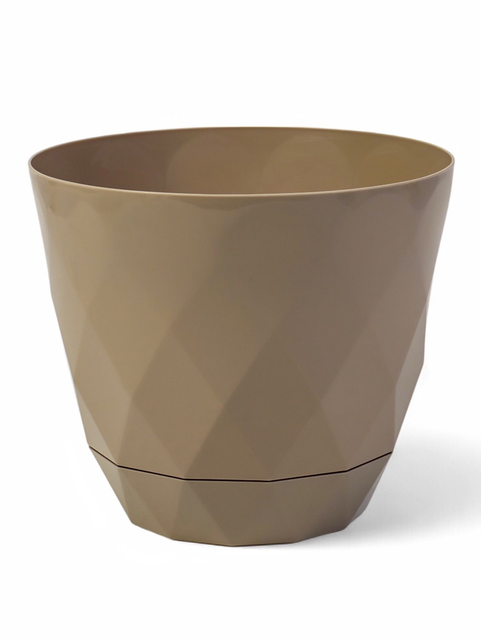 Горшок для цветов с поддоном Laurel, 4.5 л, d=22 см, h=19 см, пластиковый, бежевый