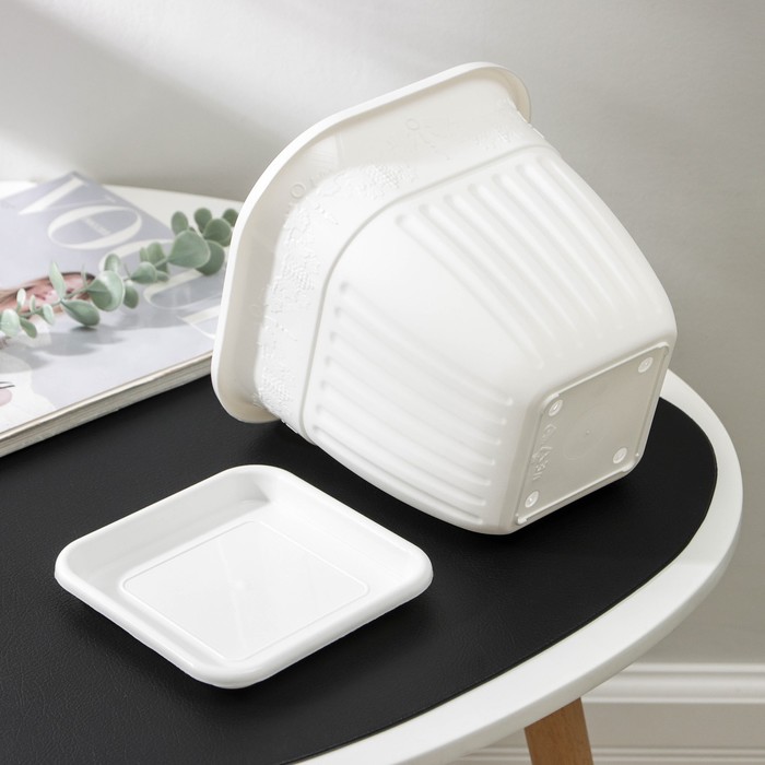 Горшок для цветов с поддоном «Лозанна», 3 л, пластиковый, белый