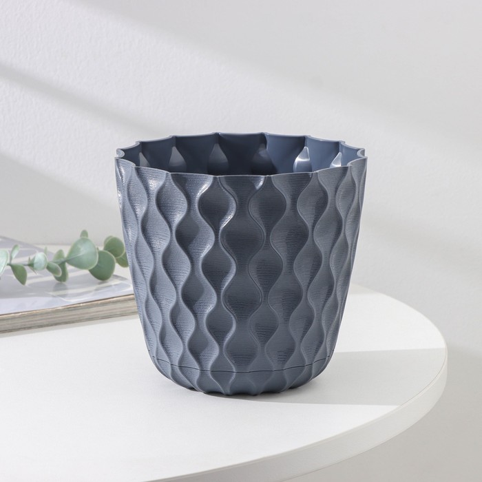 Горшок для цветов с поддоном «Wave», 1.4 л, d=14.5 см, серый