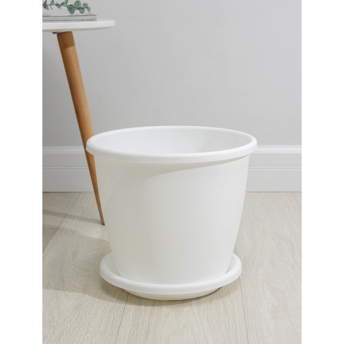 Горшок для цветов с поддоном «Альтернатива. Афина», 11 л, пластиковый, белый