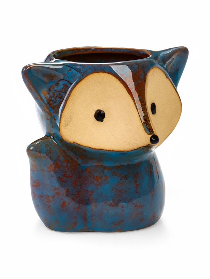 Декоративный горшок для цветов «Лисёнок Фред», керамический, 200 мл, 9×8.5×10 см, голубой