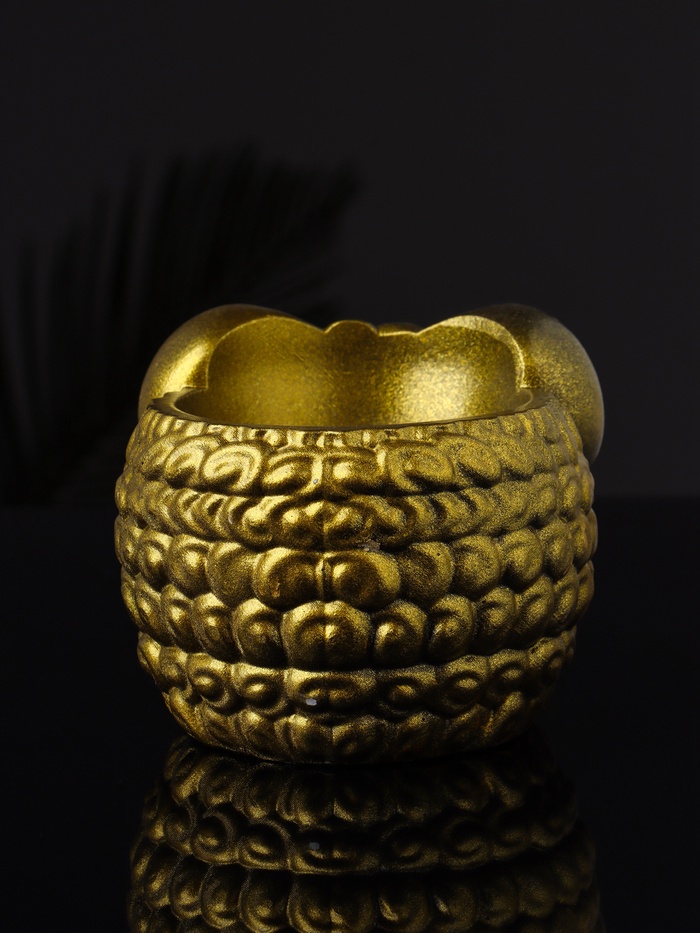 Декоративное кашпо для цветов «Баран», 12×10×7 см, гипс, золотистый