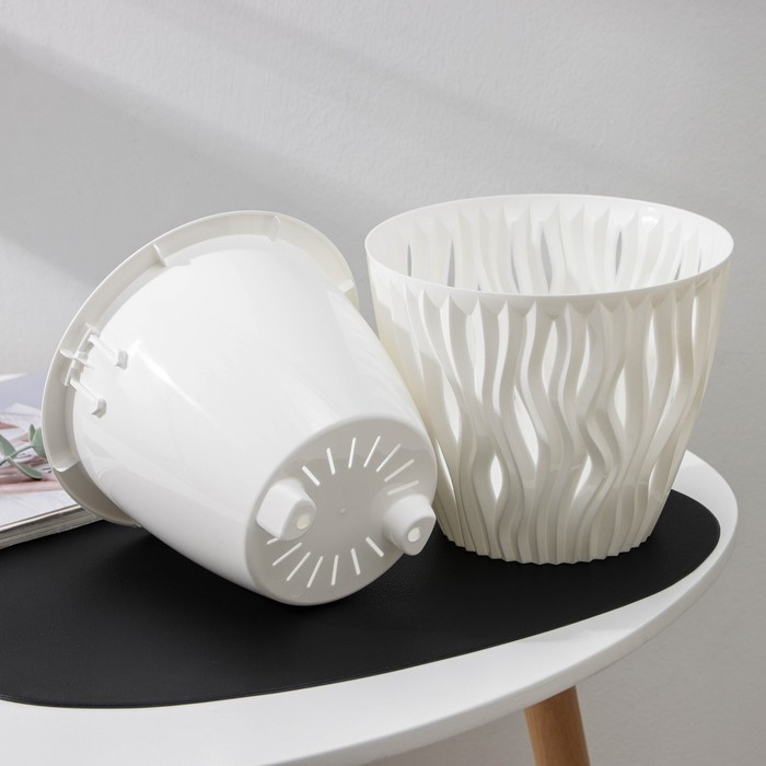 Кашпо для цветов со вставкой «Вдохновение», 3 л, белое