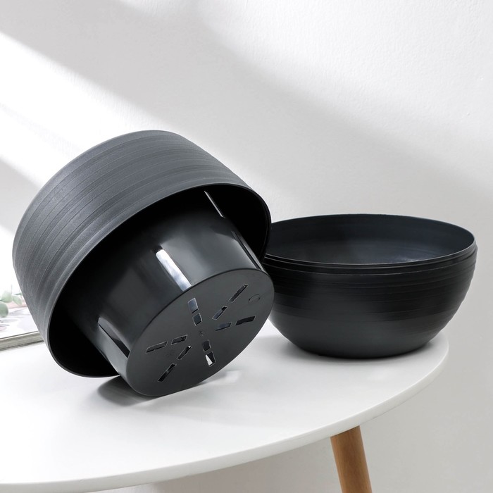 Горшок для цветов «Япония», 3 л, пластиковый, графитовый