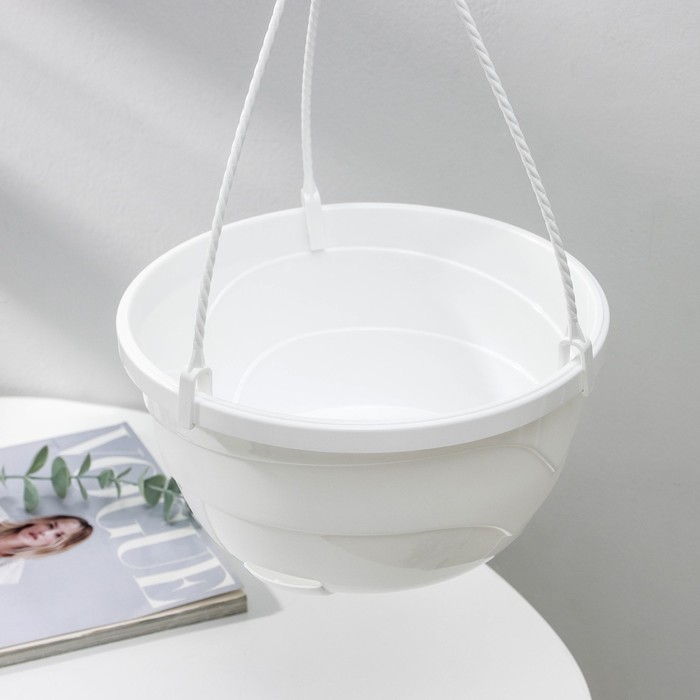 Кашпо для цветов подвесное с прикорневым поливом «Мальва», 4.7 л, белое