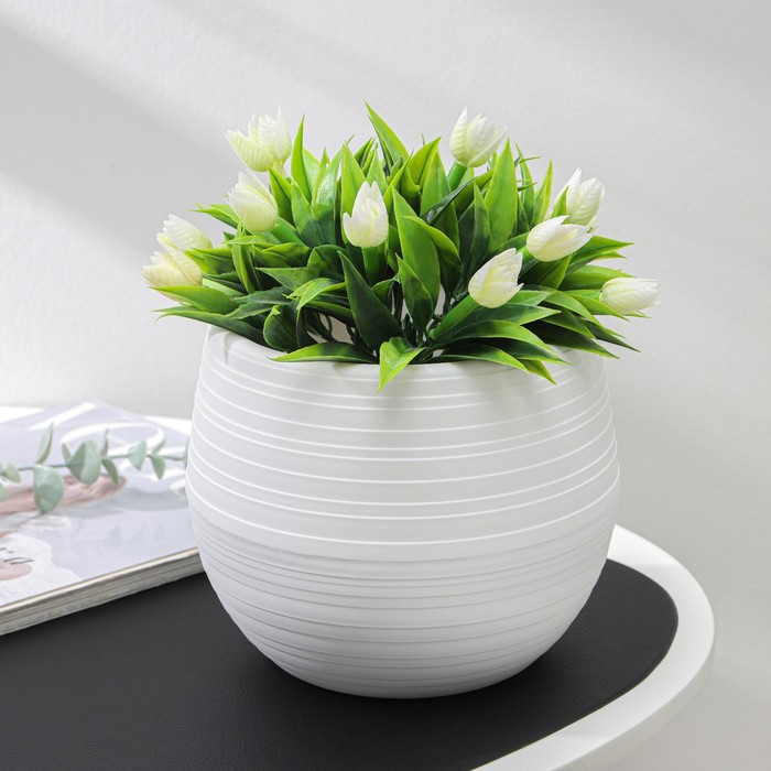 Горшок для цветов с поддоном «СибПолимер. Дуэт», 1.5 л, пластиковый, белый