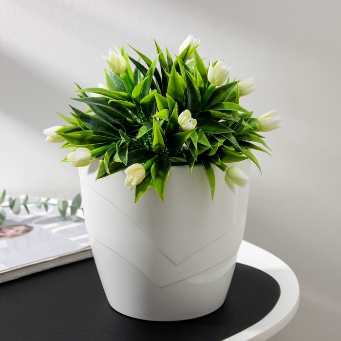 Кашпо для цветов со вставкой «Грация», 2.8 л, белое