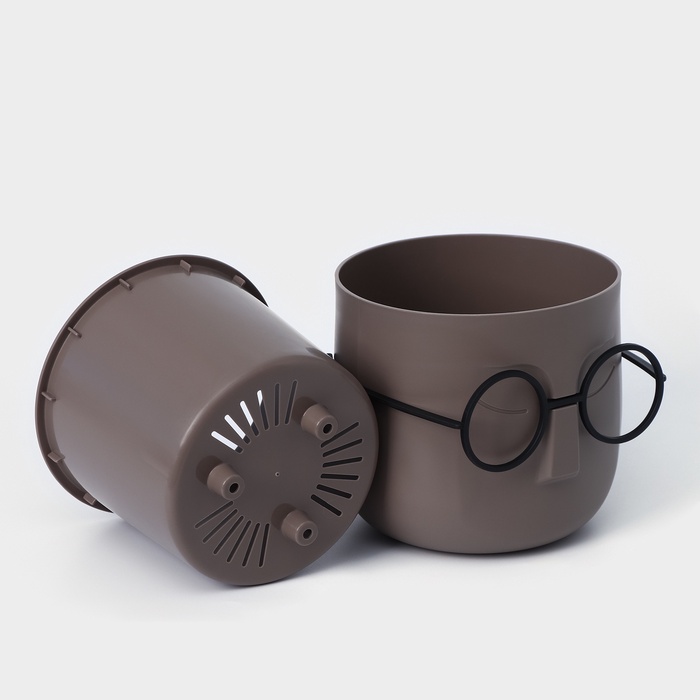 Кашпо для цветов со вставкой «Стив», 650 мл, d=11.5 см, h=10.5 см, цвет французский серый