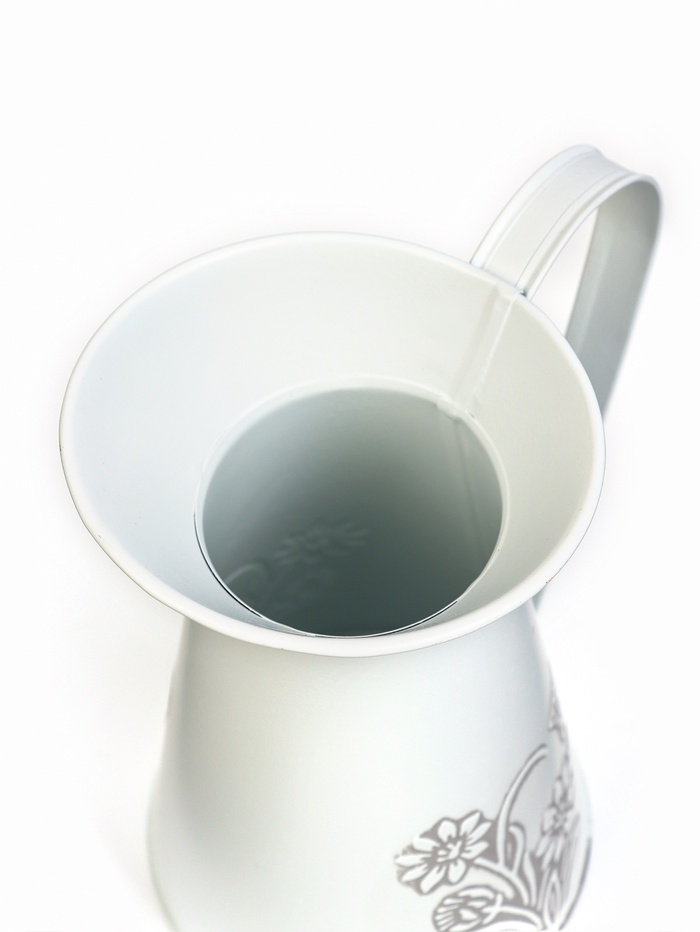 Декоративное кашпо для цветов «Кувшин ромашки», 12×16×20 см, металл, белое