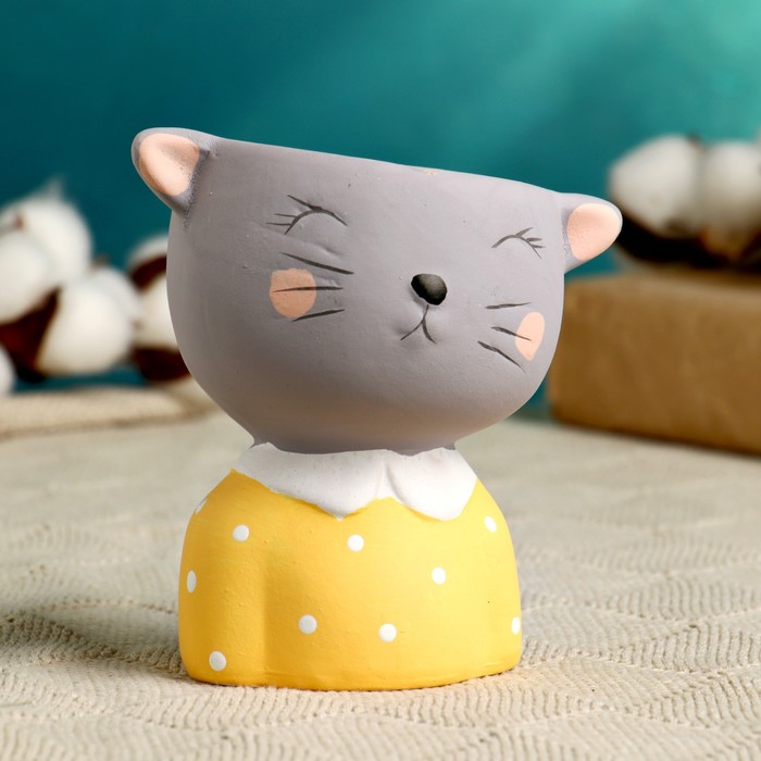 Декоративный горшок для цветов «Милый котёнок», 300 мл, 11×6 см, керамика