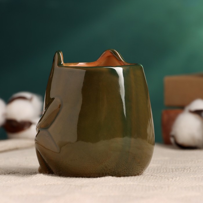 Декоративный горшок для цветов «Лягушка», 300 мл, 8.5×8×9 см, керамический