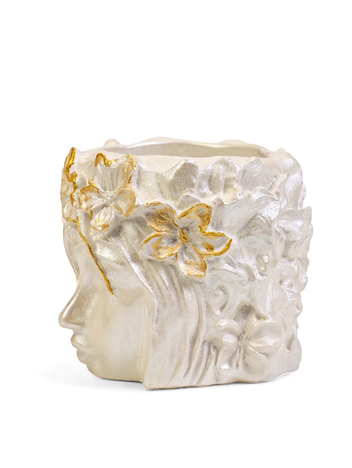 Декоративное кашпо для цветов «Вера», 300 мл, 11×11×10 см, гипс, белое