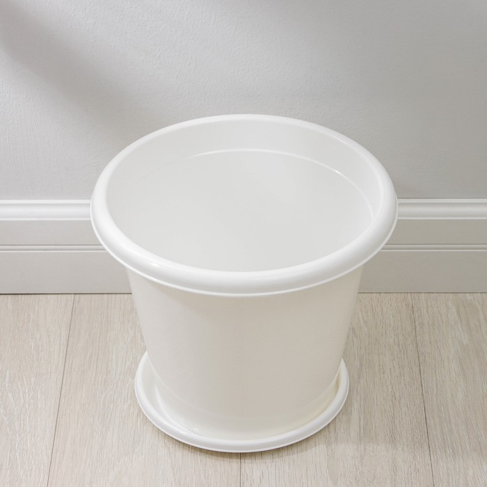 Горшок для цветов с поддоном «Альтернатива. Эконом», 10 л, пластиковый, белый