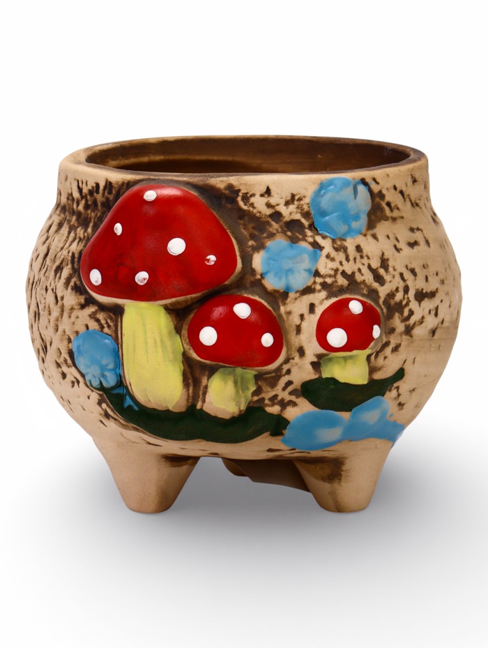 Декоративный горшок для цветов «Грибы», 7×7×7 см, керамический, Greengo