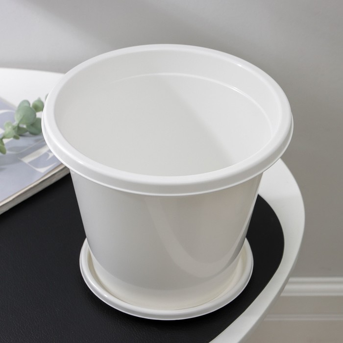 Горшок для цветов с поддоном «Альтернатива. Эконом», 3 л, пластиковый, белый