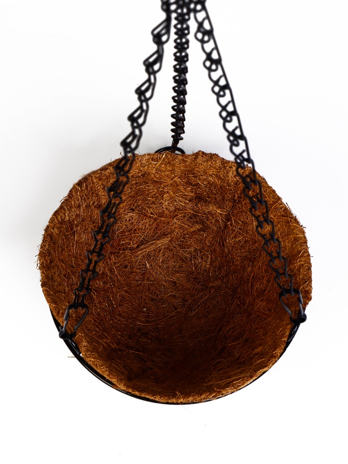 Кашпо подвесное «Полусфера», d=15 см, металлическое, со вставкой из кокоса