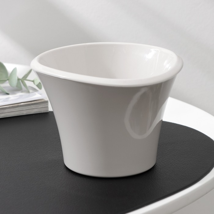 Кашпо для цветов со вставкой «Лагуна», 600 мл, d=13 см, h=9 см, бежевое