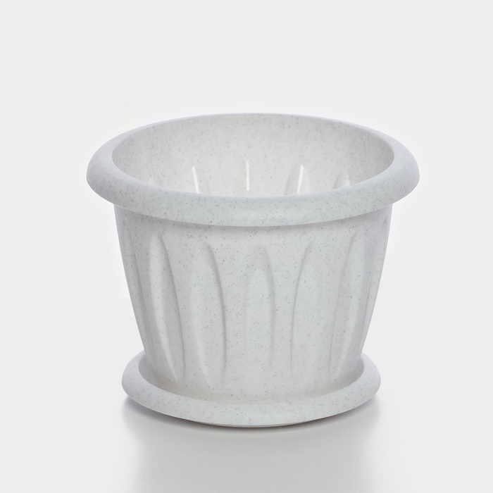 Горшок для цветов с поддоном «Фелиция», 900 мл, d=14.2 см, h=11 см, пластиковый, мраморный