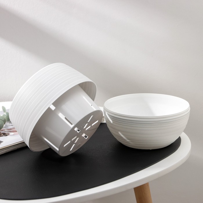 Горшок для цветов с поддоном «Япония» 1.2 л, пластиковый, белый