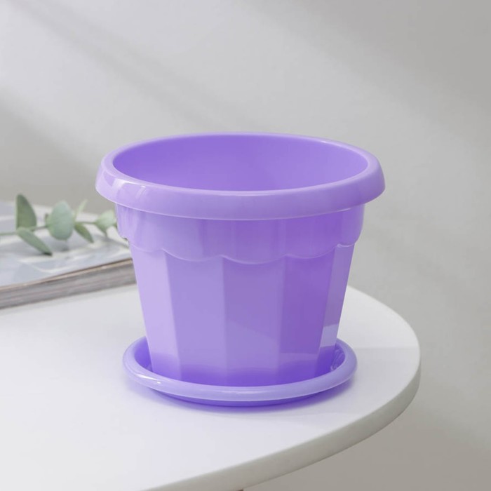 Горшок для цветов с поддоном Доляна «Эрика», 0.7 л, цвет сиреневый