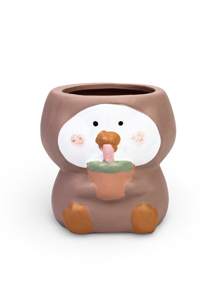 Декоративный горшок для цветов «Пингвины», 9×9×6 см, керамический, МИКС, Greengo