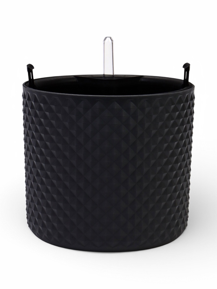 Кашпо для цветов «Фасет», 3.5 л, d=18 см, h=16.5 см, пластиковое, с автополивом, со вставкой, серое