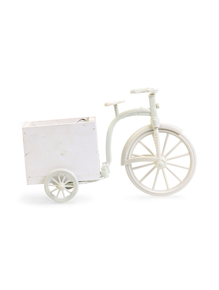 Декоративное кашпо для цветов «Велосипед Flowerpot de Rose», 26×12×18 см, дерево, пластик, белое