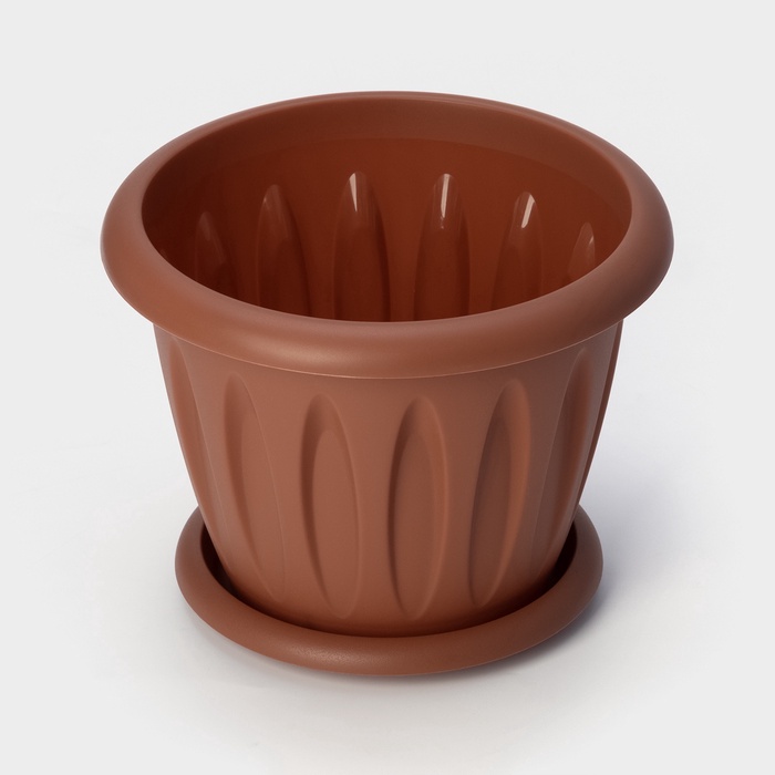 Горшок для цветов с поддоном «Фелиция», 6.4 л, пластиковый, цвет терракотовый
